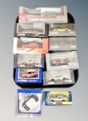 A tray of Corgi die cast vehicles including James Bond DB5, Original Omnibus,