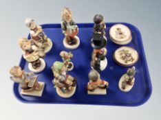 Ten Goebel figures and four similar dishes