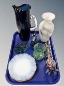 A group of art glass included Bagley, Mdina, vintage American depression glass,