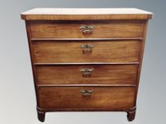 A 19th century mahogany chest of four drawers,