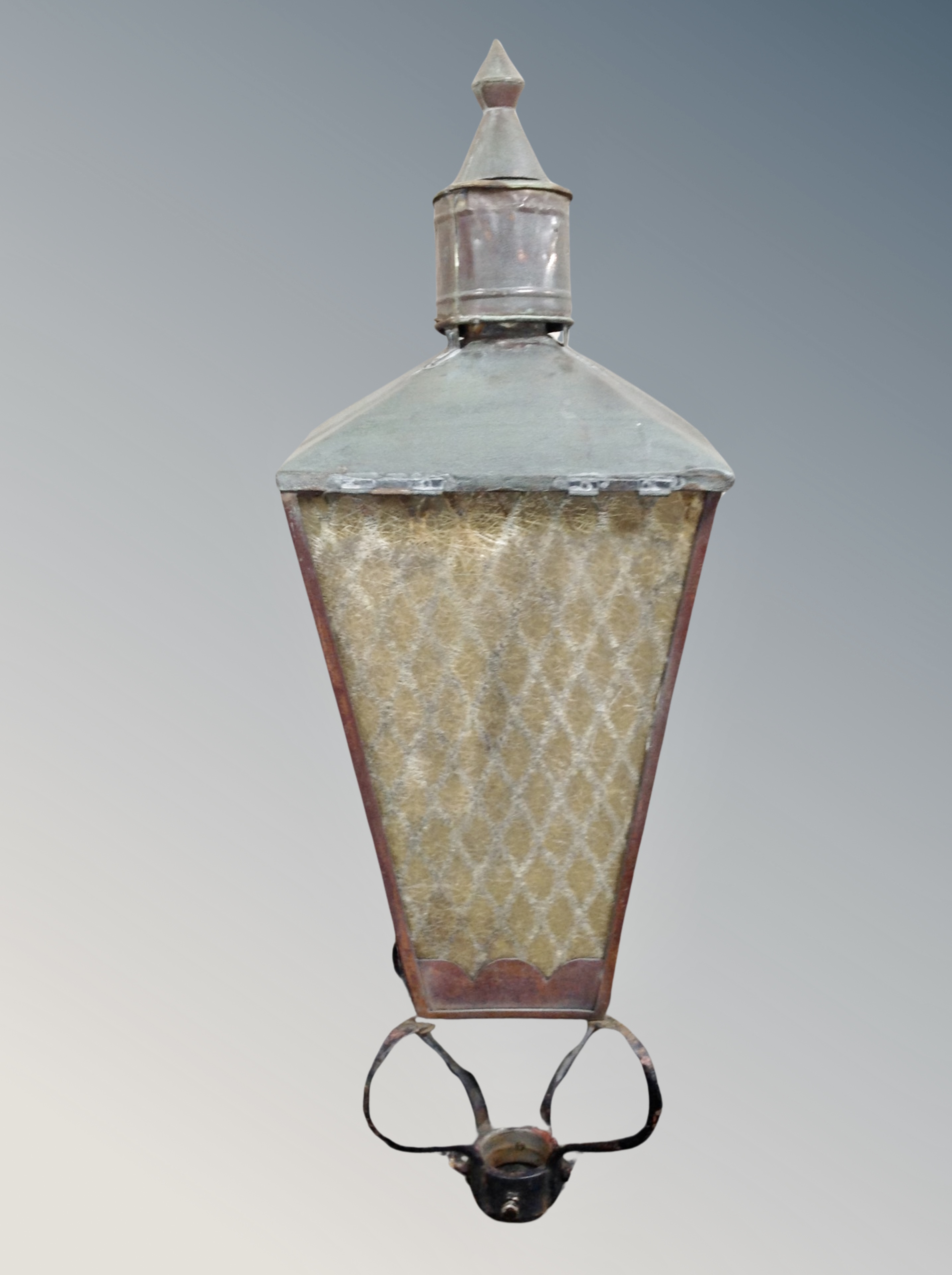 A wrought metal lantern,