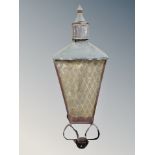 A wrought metal lantern,