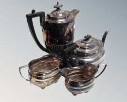 A silver plated four piece tea service