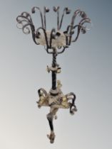 An ornate iron jardiniere stand height 90cm