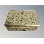 A Chinese ornate brass trinket box