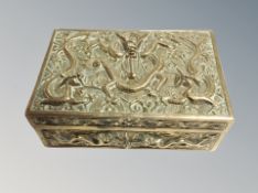 A Chinese ornate brass trinket box