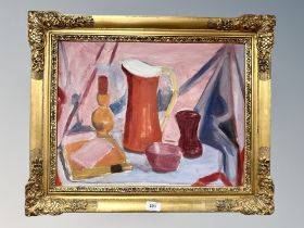 Danish School : Still life with pottery, oil on board ,