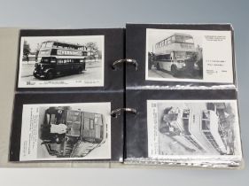 An album of postcards relating to busses and trams