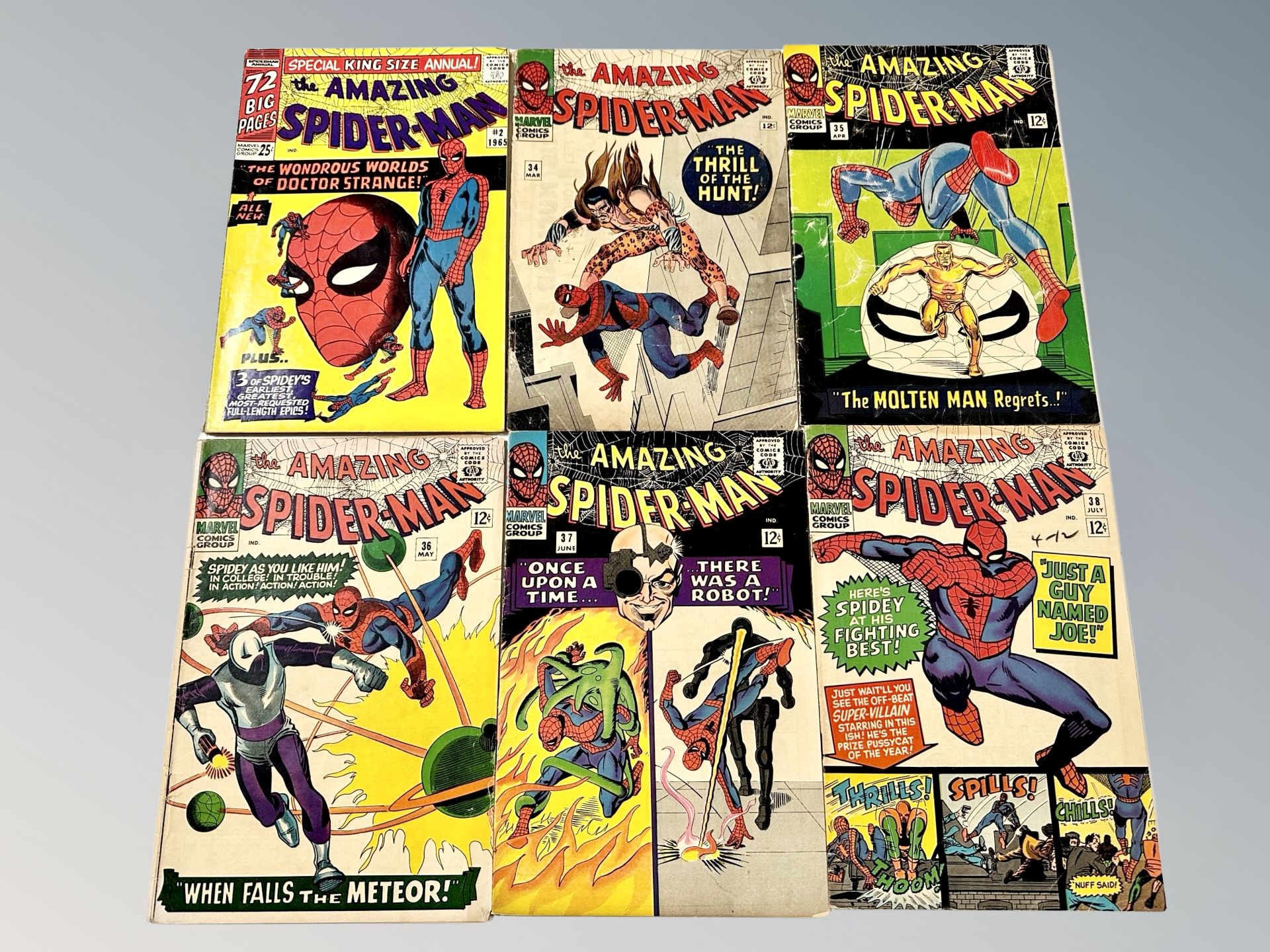 Marvel Comics : The Amazing Spider-Man issues 34, 35, 36, 37, 38, 12¢ covers,