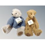 Two Clayton bears - Rufus and Ernie with tags