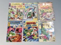 Six 1970's super heroes comics including Spiderman,