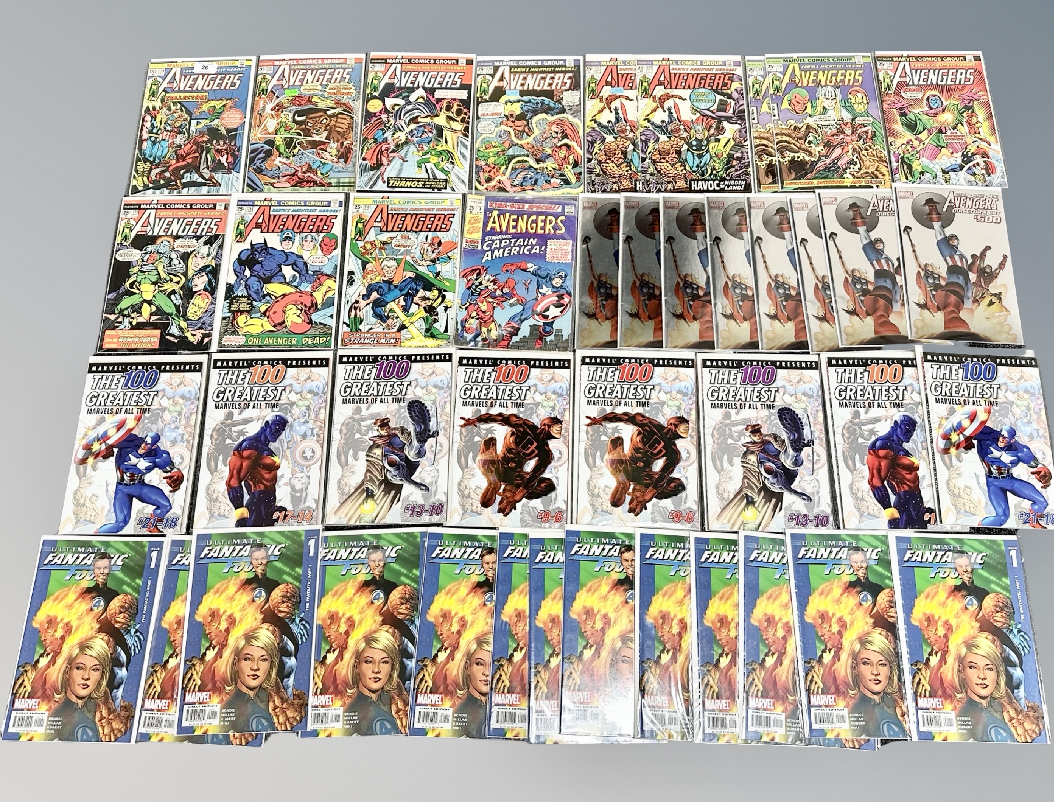 Marvel Comics : The Avengers including issues 119, 121, 125, 126, 127, 128, etc,