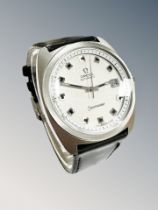 A gent's stainless steel Omega Seamaster automatic centre seconds calendar wristwatch, circa 1969,