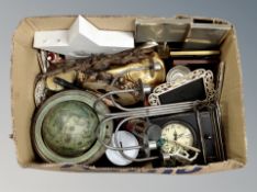 A box of household sundries and ornaments,