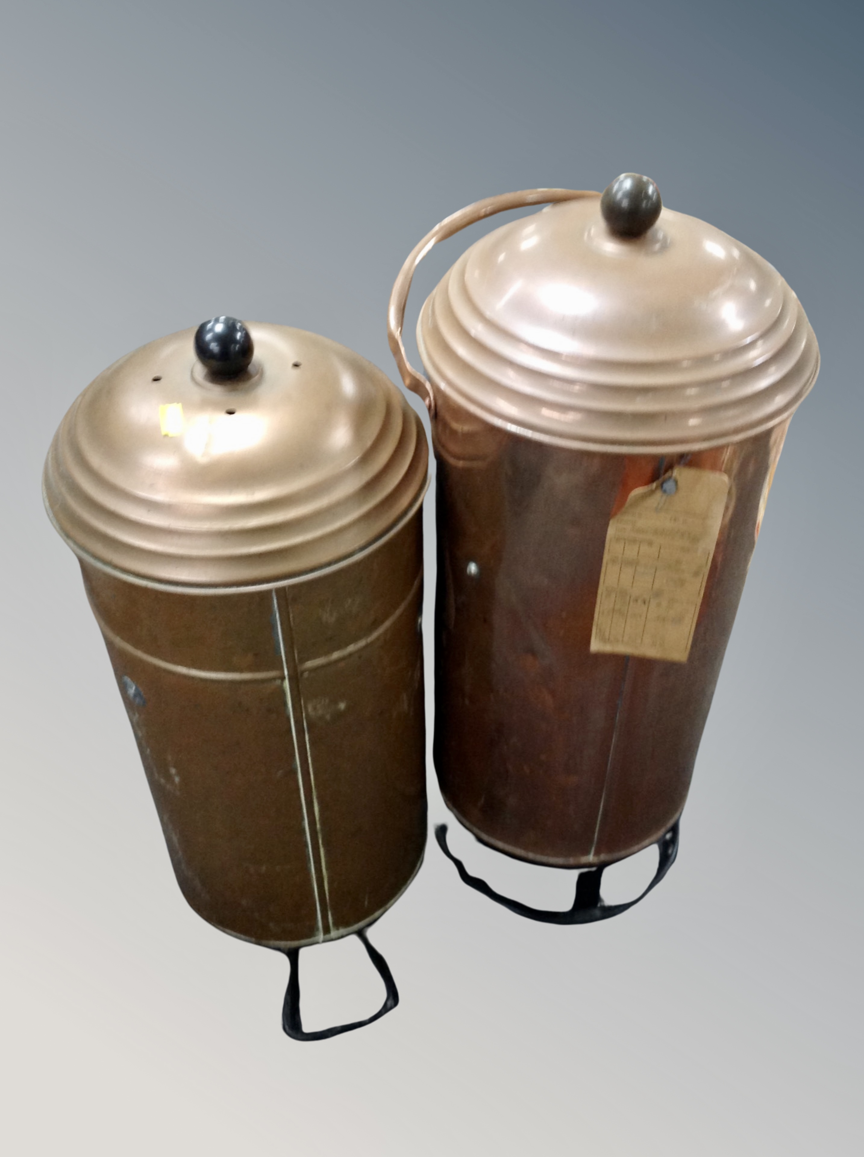 Two copper water urns