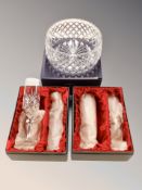 A Bohemia crystal fruit bowl and two further pairs of champagne flutes all parts boxed