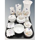 Eleven pieces of Aynsley Sweet heart and Cottage garden porcelain