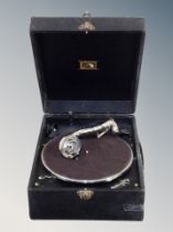 An HMV portable gramophone