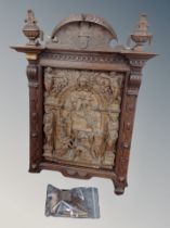 A 19th century carved oak panel ,