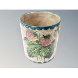 A Wemyss crackle glazed cylindrical pot,