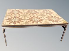 A Scandinavian tiled coffee table length 123 cm