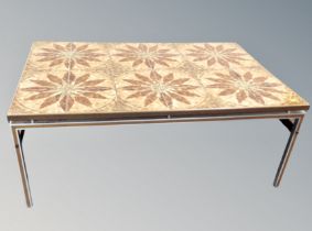 A Scandinavian tiled coffee table length 123 cm