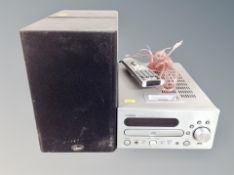 A Yamaha cd receiver CRX-D430 with remote and pair of speakers