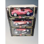 Three boxed Burago die cast vehicles 1/18 scale -Lancier Auralia B24 Spider,