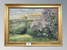 Danish School : View of tree blossom, oil on canvas, signed Skousgarrd,