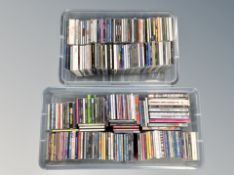 Two boxes of cds, 80's dance music, U2, Sting, Simple Minds,
