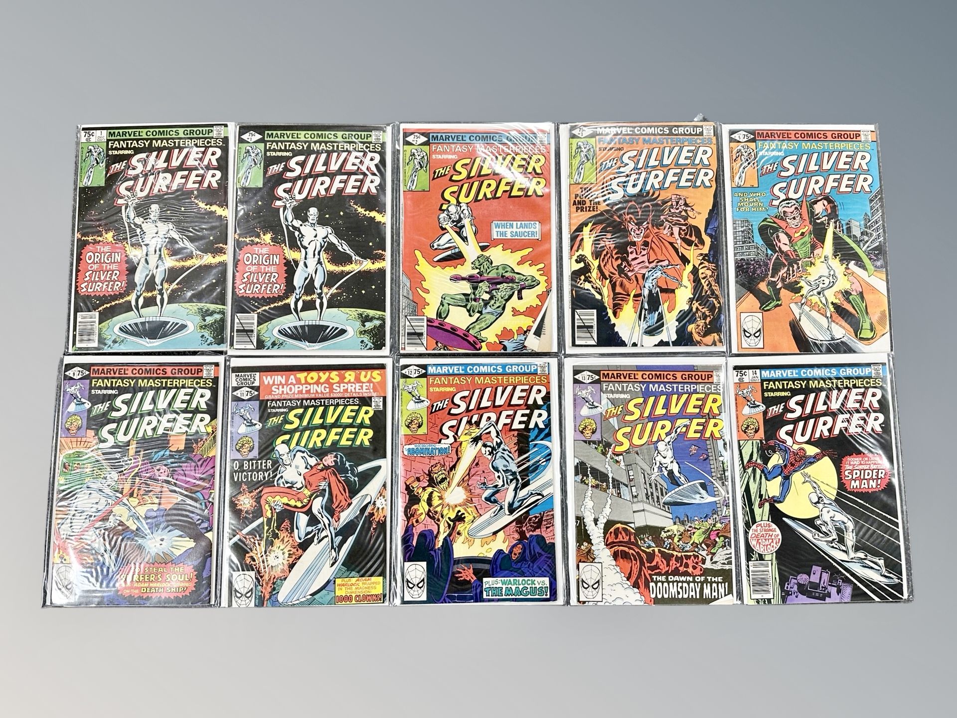 Marvel Comics : Fantasy Masterpieces starring The Silver Surfer issues 1 (x2), 2, 3, 5, 9, 11, 12,