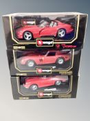 Three boxed Burago die cast vehicles 1/18 scale - Dodge Viper,