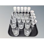 A group of Whisky tumblers and wine glasses,