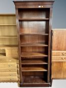 A reproduction mahogany open bookcase,