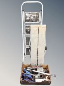 A four tread folding step ladder together with a further aluminium platform,