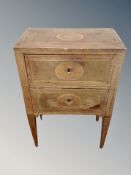 A 19th century inlaid mahogany two drawer side cabinet