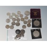 A collection of coins, Crowns, Festival of Britain coin,