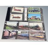 An album of postcards and stamps relating to trains