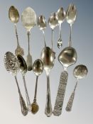 Three silver teaspoons,