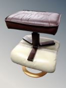 Two Scandinavian leather upholstered footstools