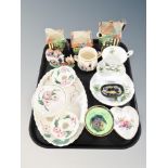 A Maling lustre dressing table set together with a further Maling bowl,