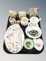A Maling lustre dressing table set together with a further Maling bowl,