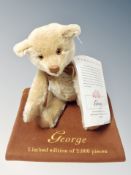 A Steiff limited edition bear - George, 597/2000, with protective bag and certificate.
