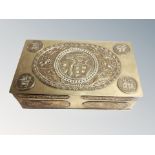 A Chinese ornate brass trinket box