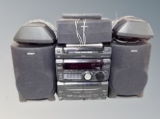 A Sony Hifi system with speakers and remote