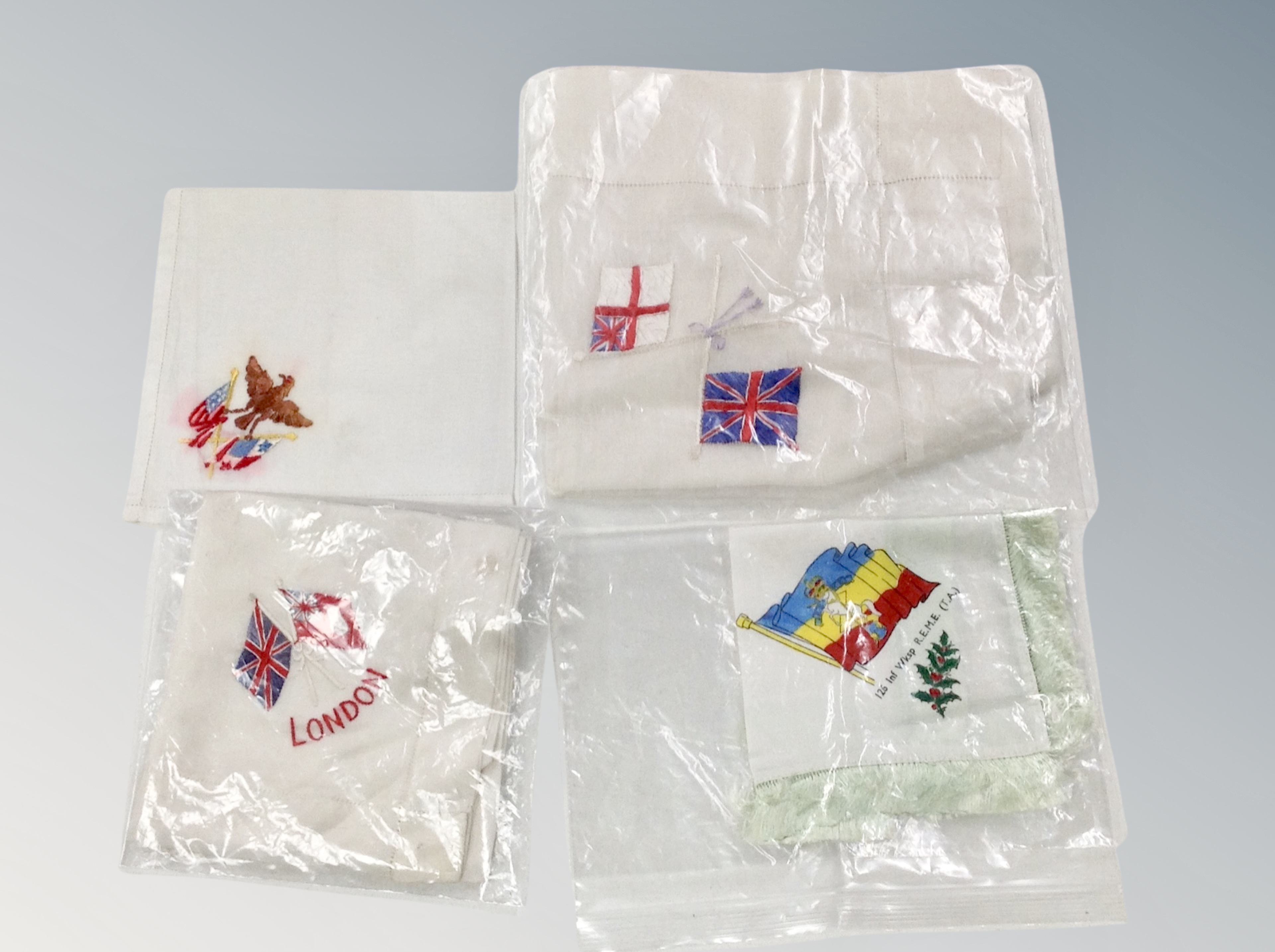 A group of WWII handkerchiefs