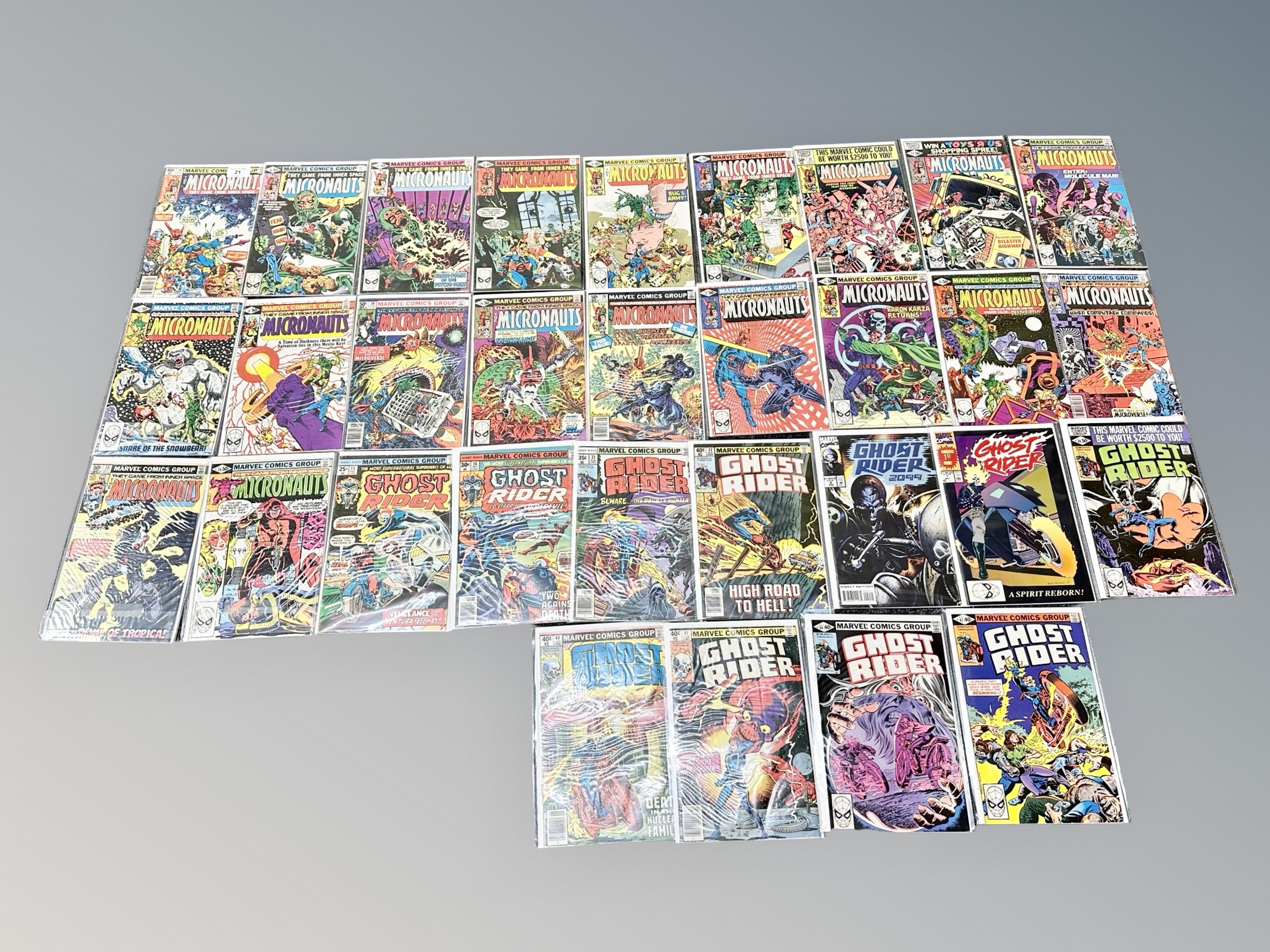 Marvel Comics : The Micronauts issues 15 to 33, together with Ghost Rider and Ghost Rider 2099,