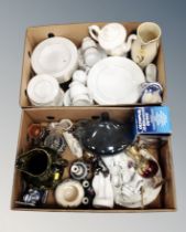 Two boxes of Noritake porcelain, Olympus camera in box,