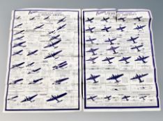 Two folded posters depicting German and American WWII air craft