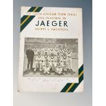 An early Jaeger advertising card sign 'The South African Team (1935)
